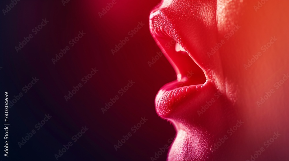Ambiance rouge noir d'une personne avec un mal de gorge » IA générative