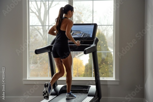 woman working out on a treadmill at home