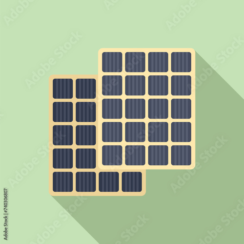Grid system solar panel icon flat vector. Source cell. Sunlight grid roof