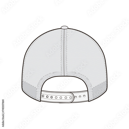 9Forty Mesh Mid with Snapback Closure High Detail Vector Illustratio