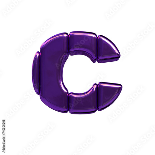 Symbol made of purple vertical blocks. letter c