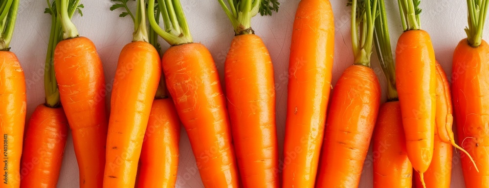 Top view of bunch of fresh organic carrots on white background representing concept of healthy food Top view of bunch of fresh organic carrots on white background representing concept of healthy food