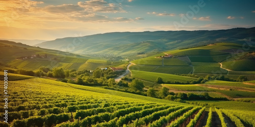 Beautiful landscape of Vineyards in European region in summer season comeliness