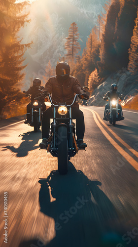 Motorycle gang, biker  group, rockn roll gang, rocker group, people driving motorcycle photo