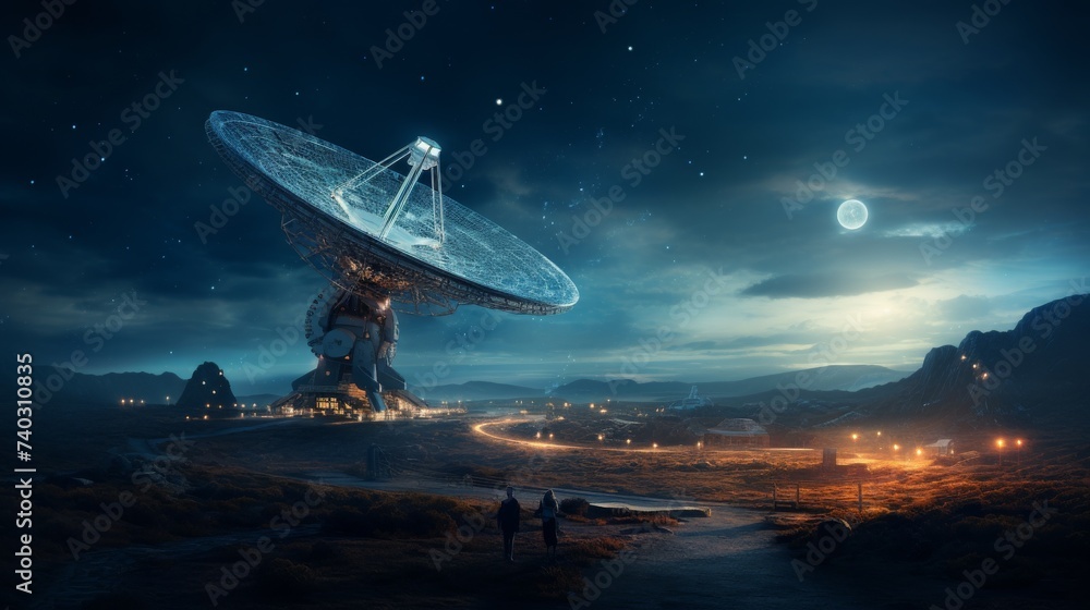 Large Satellite Dish on Hilltop Large Satellite Dish on Hilltop