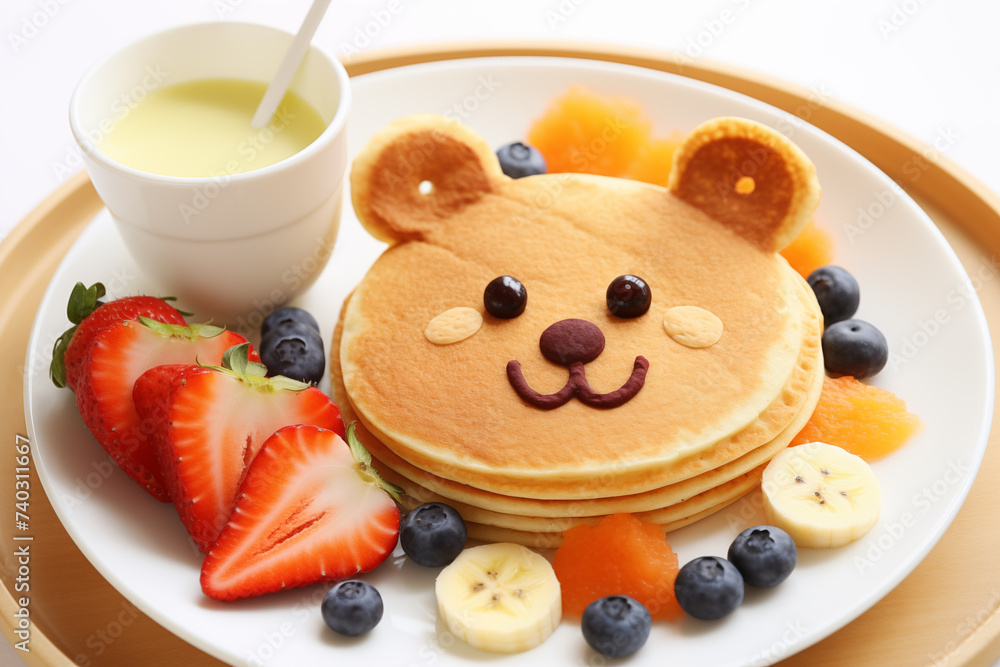 Children's idea breakfast. Healthy food for baby. Food art meal.