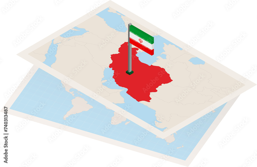 Fototapeta premium Iran map and flag