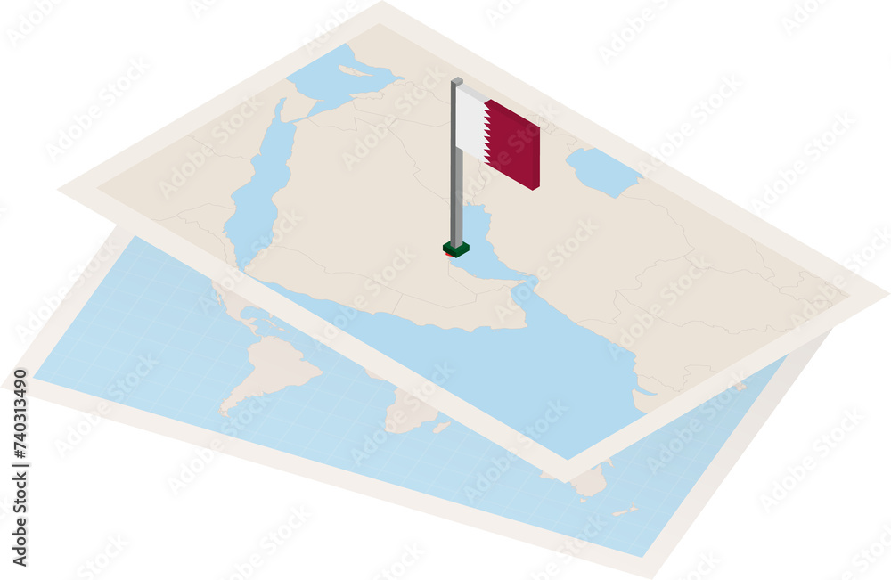 Qatar map and flag Qatar map and flag
