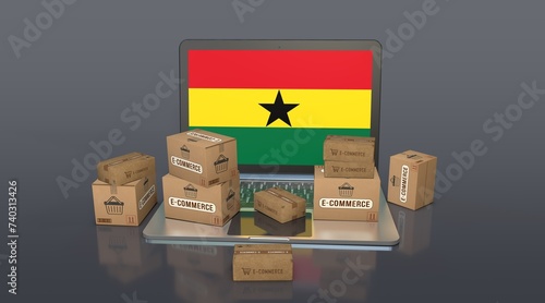 Ghana, Republic of Ghana, E-Commerce Visual Design, Social Media Images. 3D rendering. photo