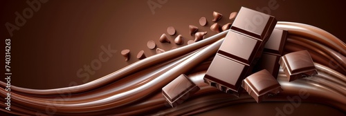 Brown liquid chocolate swirls abstract background for designs and culinary concepts