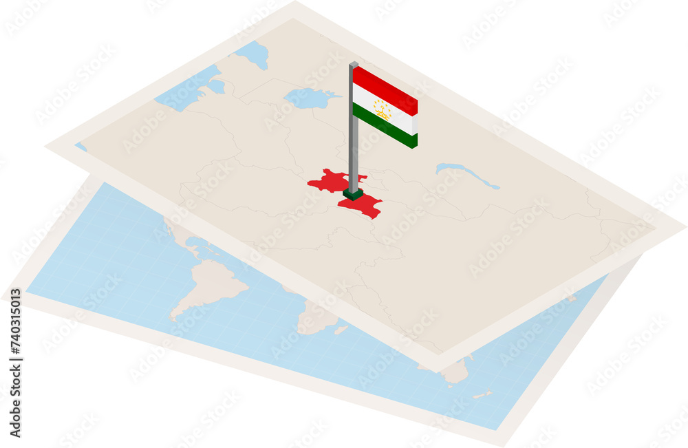 Tajikistan map and flag