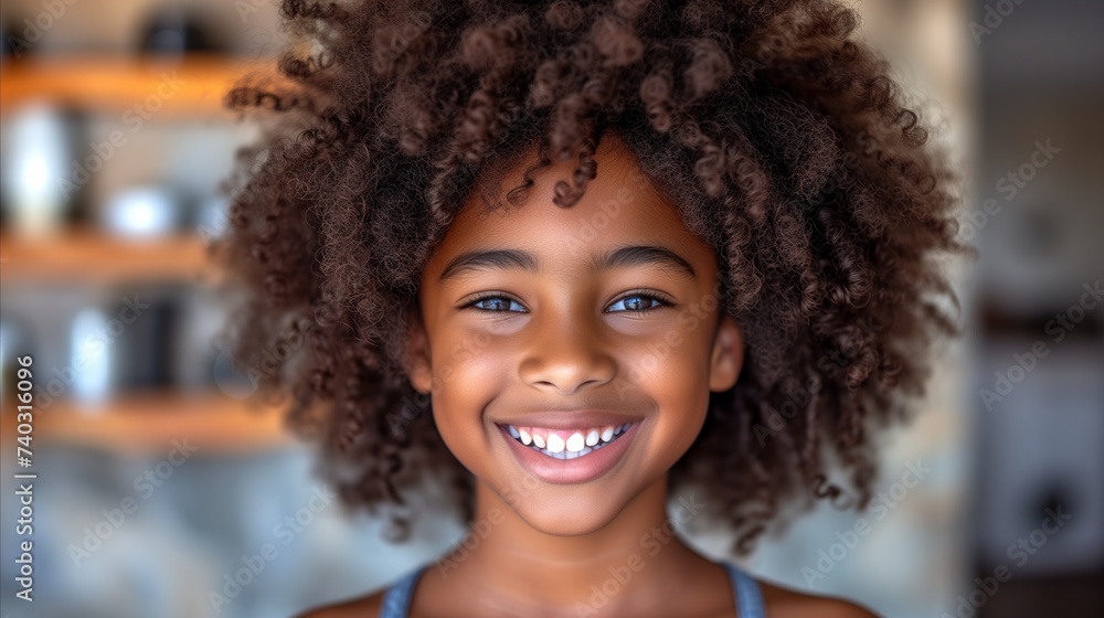 Portrait of a happy young girl with curly hair and a bright smile Portrait of a happy young girl with curly hair and a bright smile