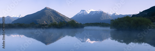 New Zealand landscape with mountains and lake near Queenstown