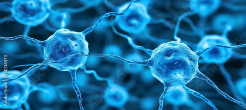 Abstract medical background  neurons and brain cells in human brain network on black photo