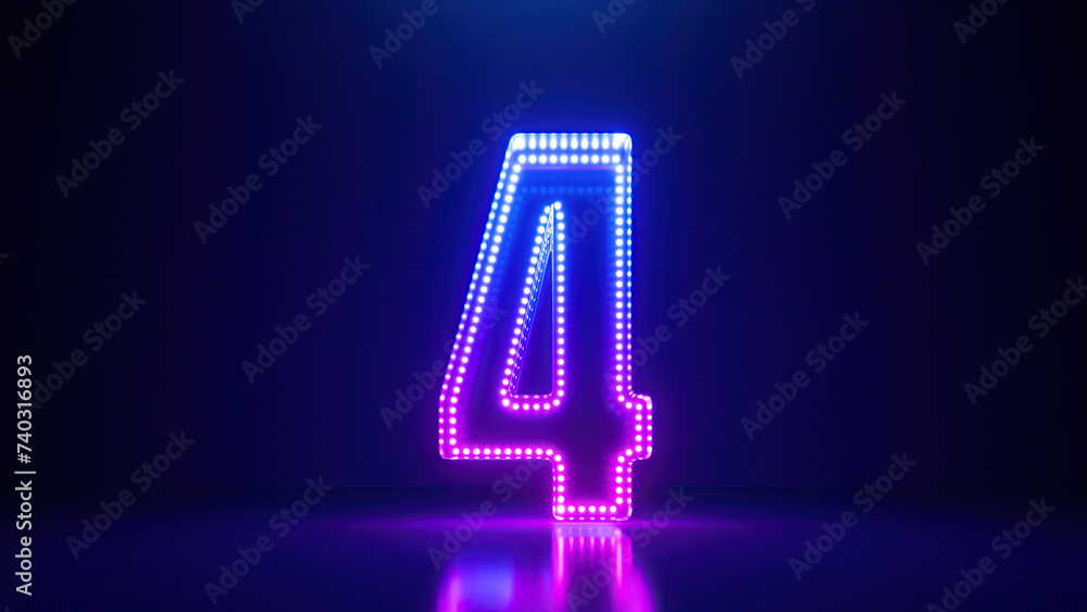 3d render, abstract number three glowing in the dark with pink blue neon light. Digital symbol 3 3d render, abstract number three glowing in the dark with pink blue neon light. Digital symbol 3