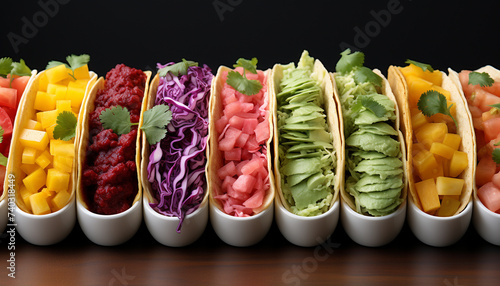 Freshness on a plate healthy salad, gourmet sandwich, colorful vegetables generated by AI