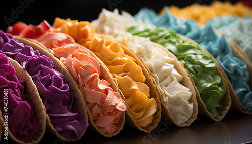 A colorful gourmet meal, fresh and healthy, on a plate generated by AI