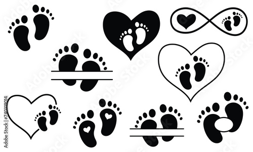 Baby feet  monogram, Baby feet  split monogram, Baby feet  love, Baby feet Silhouette, Newborn baby sign