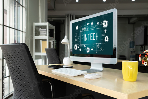 Fintech financial technology software for modish business to analyze marketing strategy