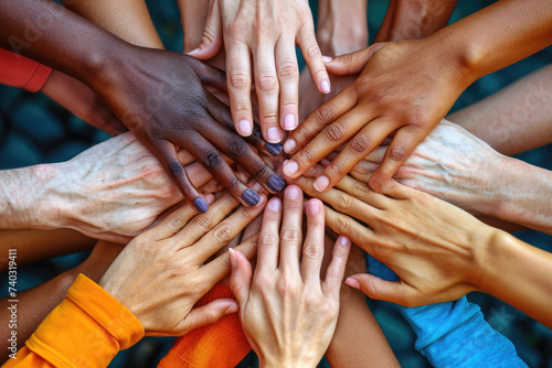 Representación de manos entrelazadas, transmitiendo solidaridad y apoyo mutuo  photo
