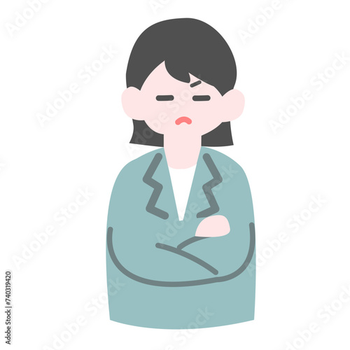 腕を組んで怒る女性作業員