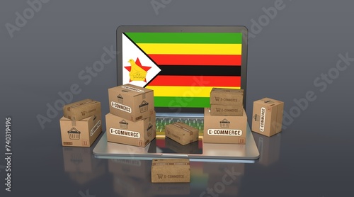 Zimbabwe, Republic of Zimbabwe, E-Commerce Visual Design, Social Media Images. 3D rendering.