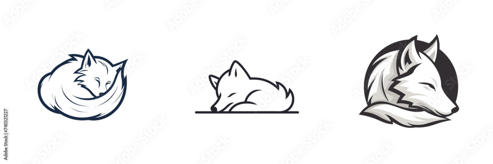 set of sleeping wolfs  vector illustration isolated transparent background logo, cut out or cutout t-shirt print design