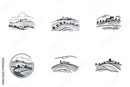 set of landscape tuscany italy heels  vector illustration isolated transparent background logo, cut out or cutout t-shirt print design