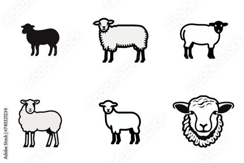 set of sheep vector illustration isolated transparent background logo  cut out or cutout t-shirt print design