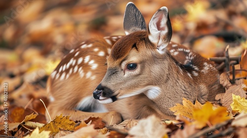 Fototapeta Naklejka Na Ścianę i Meble -  Baby animals in autumn forest