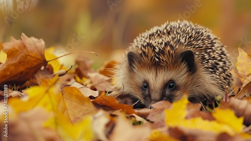Baby animals in autumn forest