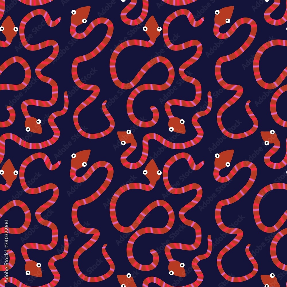 Summer cartoon animals seamless snake pattern for wrapping paper and fabrics and kids print and new 2025 year Summer cartoon animals seamless snake pattern for wrapping paper and fabrics and kids print and new 2025 year