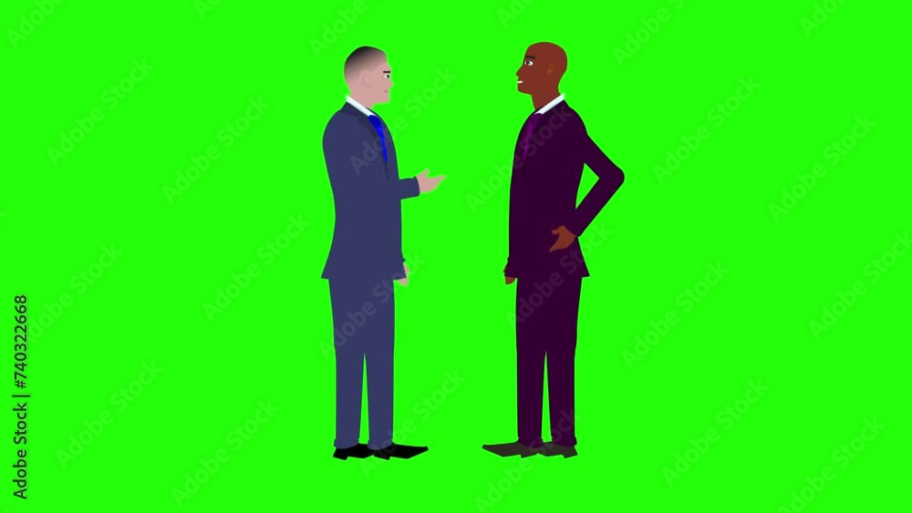 Animation of two business man character talking each other on green screen chroma key Animation of two business man character talking each other on green screen chroma key