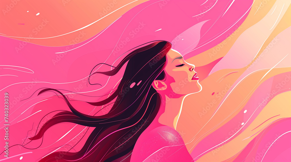 Illustration abstract happy woman in pink for a women's day Illustration abstract happy woman in pink for a women's day