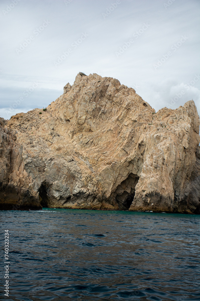 View of the Arch in Los Cabos, Baja California, Mexico. The Cabo Arch on a cloudy winter day.