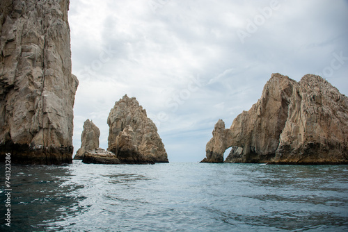 View of the Arch in Los Cabos, Baja California, Mexico. The Cabo Arch on a cloudy winter day.