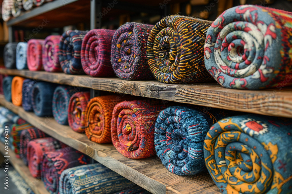 Colorful carpets for sale in a shop in Istanbul, Turkey