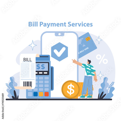 Bank services concept. Flat vector illustration.