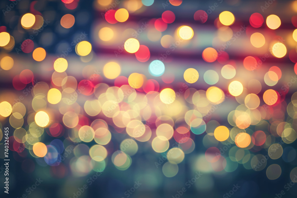 Fototapeta premium Abstract American flag bokeh lights background