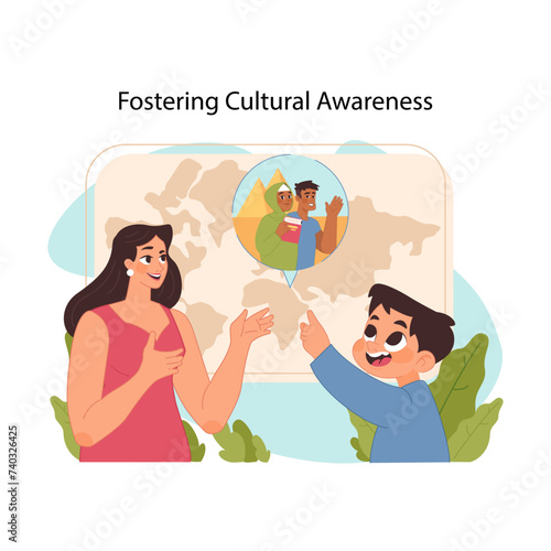 Cultural awareness concept. Flat vector illustration