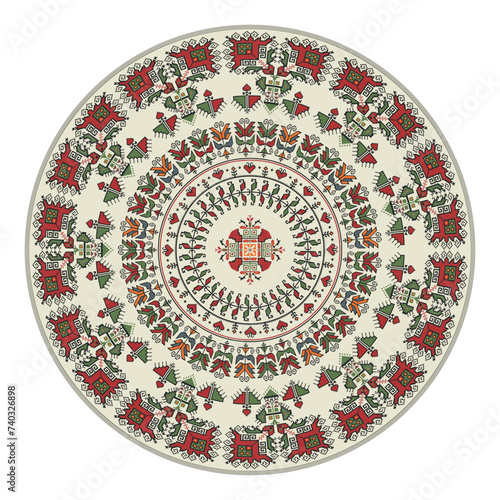 Traditional Bulgarian embroidery design element over white background