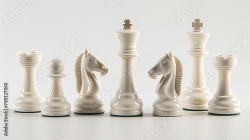 White chess pieces strategic arrangement photo