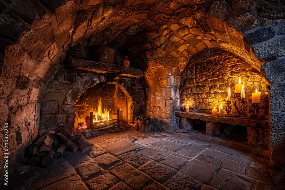 Medieval Castle Hearth: Cozy Chamber Glow Medieval Castle Hearth: Cozy Chamber Glow