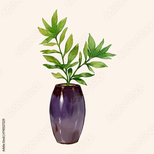 Flower pots vector watercolor flowers pots floral vector