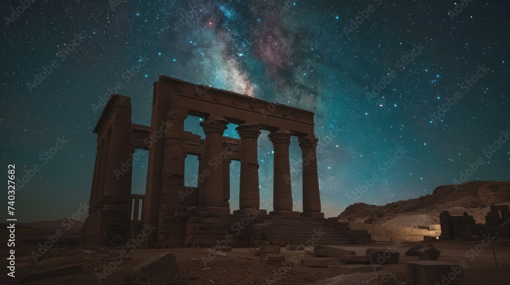 Celestial event over an ancient monument wonder and joy history under the stars