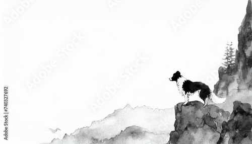 silhouette of a horse on a mountain background