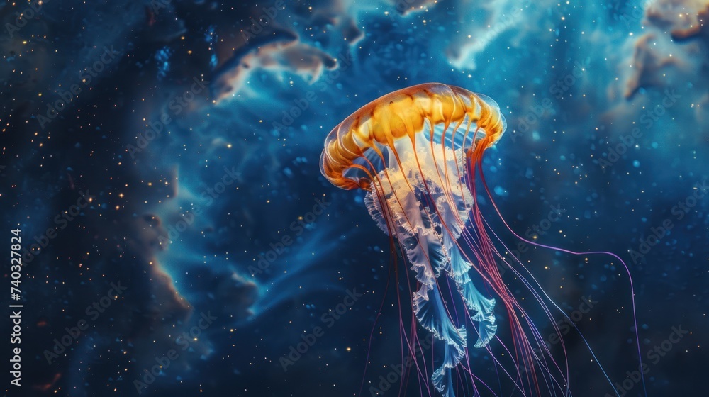 Fototapeta premium Cosmic jellyfish in deep space wonder and joy nebula drifters