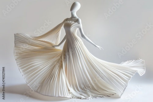 Elegant white gown fashion design on white photo