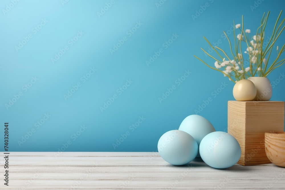 Celebrate easter joy: a delightful mockup with copy space frame, capturing essence of springtime festivities and renewal of hope in stylish and festive design for cards, displays, creative projects. - obrazy, fototapety, plakaty 