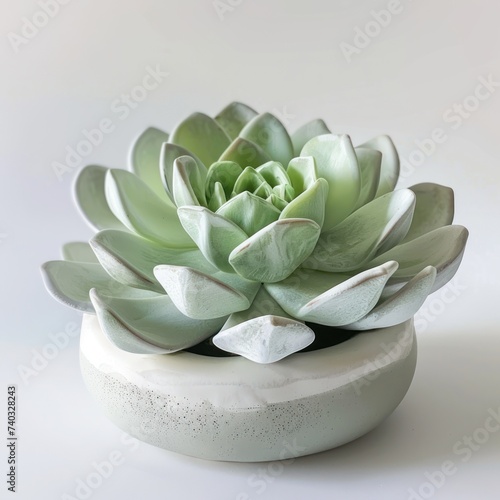 Minimal white and green succulent home decor
